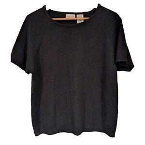 Vintage 90s Bobby Brooks Career‎ Wear Sweater Black Sz M Short Sleeve Shell